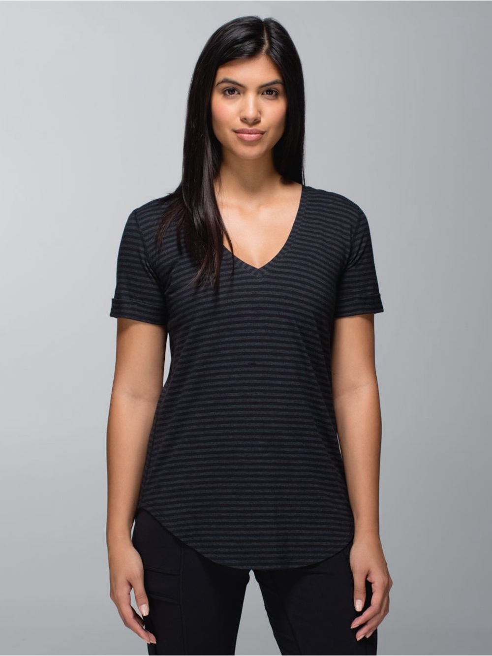 EUC Lululemon Love Tee
Classic Stripe Heathered Black Black Sz 8